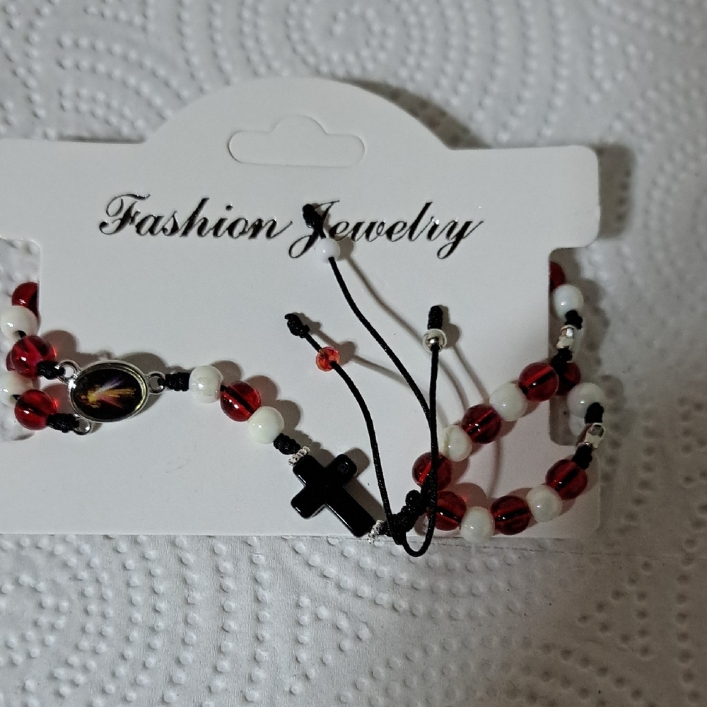 Fashion Jewelry Red and White Beaded Bracelet